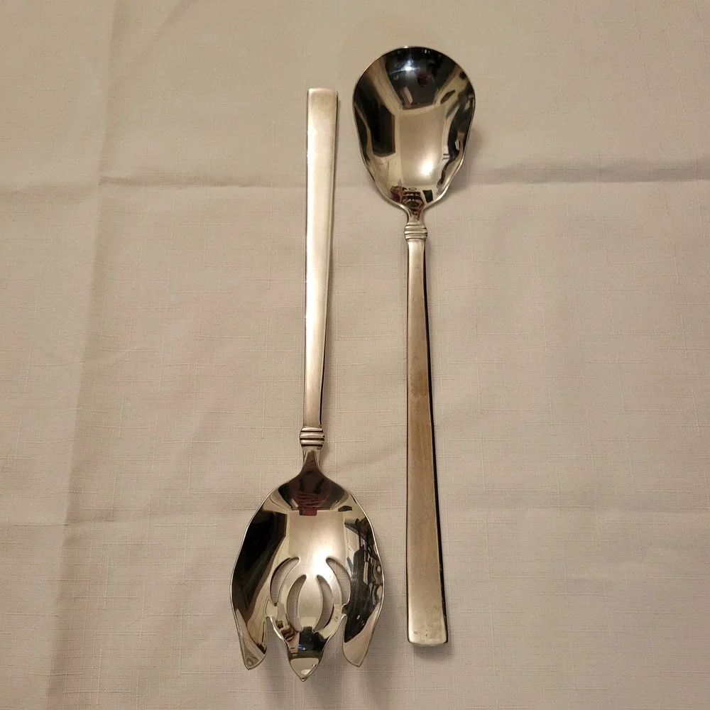Reed Barton Salad Serving Set 18/10 Stainless Heritage Mint 2 Pc Gift Holiday